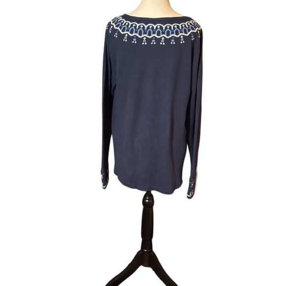 Lucky Brand Embroidered Cotton Sweater XL - Picture 2 of 5
